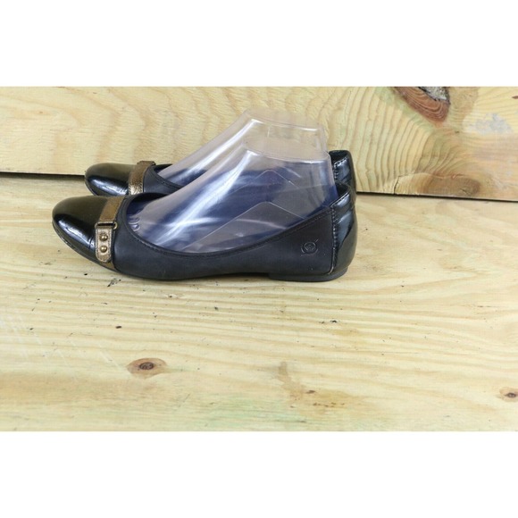 Born Shoes Women Sz 8 Black Leather Slip On Ballet Flats - Picture 2 of 9